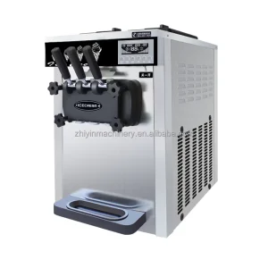 Commercial Table Top Soft Ice Cream Machine Stainless Steel High Capacity Fruit Milk Ice Cream Maker 2+1 Flavor Double