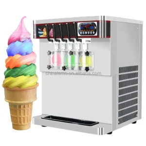Commercial Three Color Soft Serve Ice Cream Machine for Compressor Vertical Maker Pre cooling Freshness Preservation