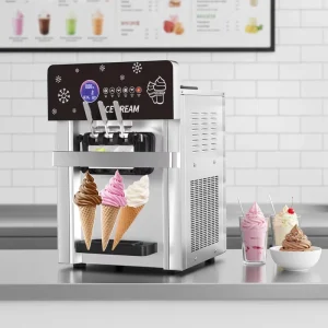 Commercial Three Flavor Soft Ice Cream Machine for Milk Tea Coffee Ice Cream Shops