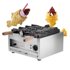 Commercial Use Electric Korean Ice Cream Fish Waffle Maker Japanese Open Mouth Fish Type Taiyaki Waffle Machine