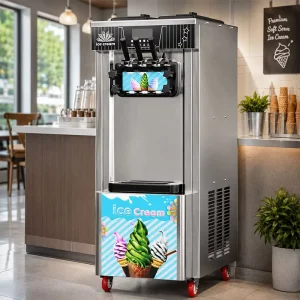 Commercial Vertical 5L*2 Soft Serve Ice Cream Machine Stainless Steel Dual Compressor Pre Cooling Ice Cream Maker