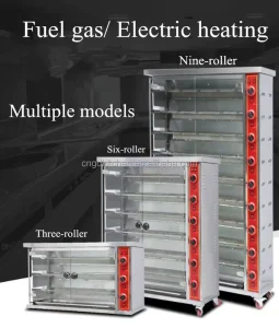 Commercial stainless steel rotary gas grill chicken rotisserie machine