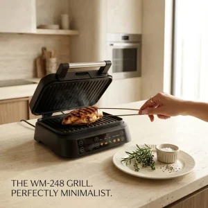 Compact 3 in 1 Sandwich Maker Grill Waffle Plate 5 Programs Digital Timer 3 Browning Ceramic Non Stick Vertical Storage Buzzer
