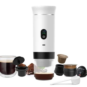 Compact Automatic Single Serve Coffee Maker Portable USB Rechargeable Fast Heating One Touch Operation Home Office Travel Car