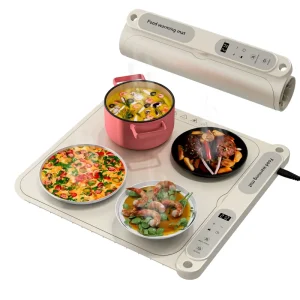 Compact Electric Heating Pad Food and Clothes Foldable Design Timer Silicone Control Warming Tray 4 Dishes Small Warmer Mat
