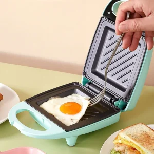 Compact Multi-Use Toaster Make Sandwiches Waffles Eggs Steak in 3 Minutes Anti-Burn Handle Portable