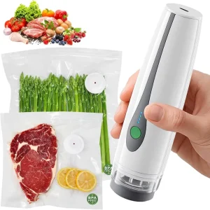 Compact Plastic Vacuum Sealer Machine 30 Reusable Bags Rechargeable Portable Food Sealer for Travel Gift
