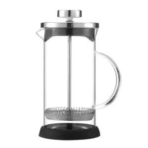 Compact Portable French Press Borosilicate Glass Travel Coffee Press with Protective Case for Camping & Office