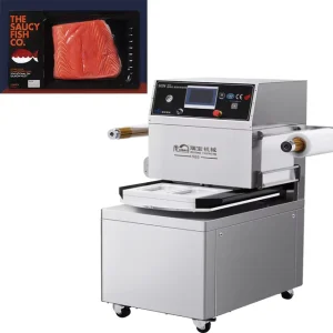 Cooked Food Vacuum Skin Packing Machine Automatic Sealing Food Machine with Labeling Tray Vacuum Sealer