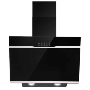 Cooker Hood 60 cm Extractor Fan Kitchen LED Lights 3 Speed Black Painting Tempered Glass Wall Mounted Extractor Hood