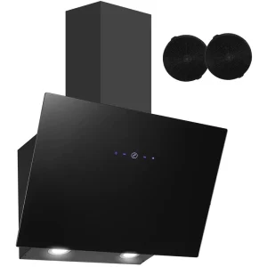 Cooker Hood 60cm Kitchen Extractor Hood 550m3/h Carbon Filters Delayed Shutdown Function Recirculating Ducting Modes Touch