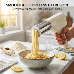 Cordless Pasta Machine Portable Noodle Maker with Moulds and Cutter for Homemade Pasta and Sausage Handheld Pasta Maker