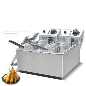 Countertop Double Basket Electric Deep Fryer Stainless Steel Commercial Frying Machine 4L Capacity Temperature Control 2000W