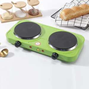Countertop Metal Housing 2000W Double Flat Burners Electric Stove Hot Plate With Adjustable Temperature