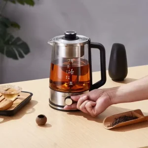 Cross Border 110V Glass Kettle 1.5L Thickened Heat Resistant Detachable Filter Knob Control Auto Boil Keep Warm for Daily Use