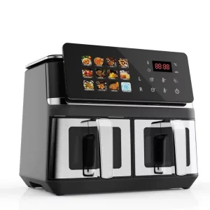 Cross Border Dual Chamber Large Capacity Stainless Steel Air Fryer Household Visible Multifunctional Oven Fully Automatic
