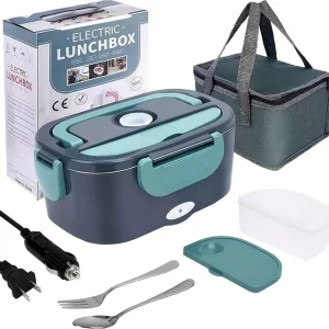 Cross border Portable Electric Lunch Box Car Home Use Plug in Heating Food Grade Stainless Steel Insulated ABS Plastic Food