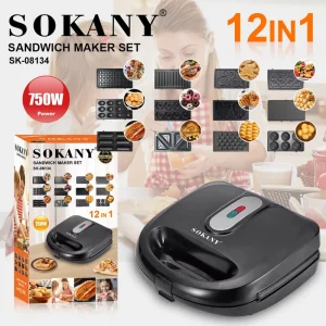 Cross-border Sandwich Maker Household Breakfast Machine Bread Toast Grill 12-in-1 Interchangeable Plates 700W