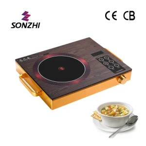 Crystal Glass High Power Hot Plate Cooker Electric Ceramic Cooker Gold Aluminum Alloy 2000W Infrared Cooktop Kitchen Ceramic Hob