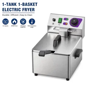 Cucina Professional Commercial Grade Electric Stainless Steel 2500W Deep Fryer for Catering and Large Events