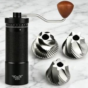 Custom 5 67 Core Handheld Aluminum Alloy Stainless Steel Burr Grinder with Curved Handle Burr Manual Mills Coffee Bean Grinders