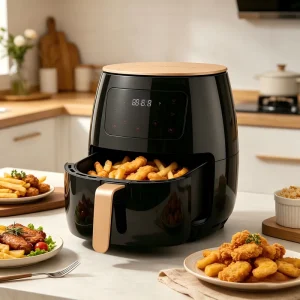 Custom 6L 2400W Square Modern Electric Air Fryer Oven Manual Control Plastic Construction 1 Year Warranty Household Use PTFE