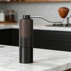 Custom Adjustable Aluminum Manual Grinders Stainless Steel Core 6 Star Burr Mini Portable Coffee Bean Grinder With Wooden Hand