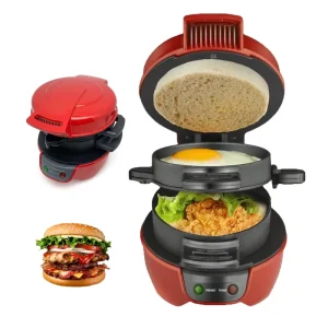 Custom Burger Mold Fried Egg and Roasted Bread Sandwich Maker Machine 3 in 1 Electric Mini Hamburger Maker for Breakfast