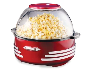 Custom CE GS RoHS LFGB ETL Non Stick Coated 1000W Large Portable Retro 6QT Electric Stirr Popcorn Maker Machine