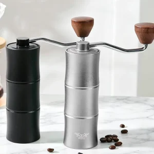 Custom CNC Handheld Aluminum Alloy Stainless Steel Burr Grinder with Curved Handle Burr Manual Mills Coffee Bean Grinders