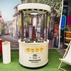 Custom Candy Cart Mobile Sweet Cart Round Food Booth Chocolate Cart with Chocolate Fountain