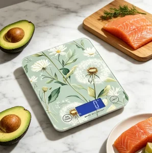 Custom Design Digital Kitchen Scale Accurate Coffee Scale Basic Tempered Glass Design for Weight Measuring Electric Power Source