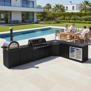 Custom Doors 316 Stainless Steel BBQ Built in Barbecue Set Faucet Hinge Modern Outdoor Kitchen Appliances China Origin