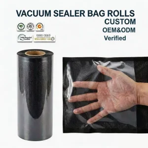Custom Durable Black Vacuum Sealer Bag Rolls Thick Seal Bag Rolls for Commercial Meat Packing