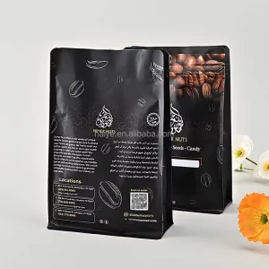Custom Flat Bottom Coffee and Tea Packaging Bags with Ziplock Food grade Laminated Plastic Coffee Packing Pouch