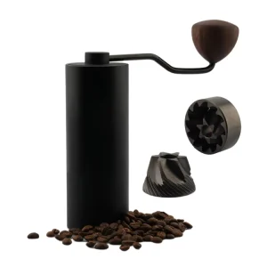 Custom Handheld Portable Coffee Bean Grinder with 40g Capacity Black Titanium Manual Burr Grinder for Espresso and French Press