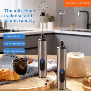 Custom LED Display Handheld Small Rechargeable Stick Blender USB Stainless Steel Coffee Machine Operated Electric Milk Frother