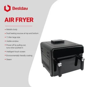 Custom Logo 10L Full Metal Steam Air Fryer Digital LED Display Electric Air Fryer Oven with Steam Function