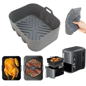 Custom Logo Food Grade Square NonStick Silicone Air Fryer Liner Reusable Air Fryer Silicone Pot Repeatable Baking Pan