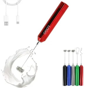 Custom Logo Stainless Steel Electric Handheld USB Rechargeable Milk Frother Coffee & Tea Tools