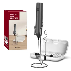 Custom Logo Type C Rechargeable 3 Speed Electric Milk Frother Whisk Milk Foam Maker Handheld Egg Beater with Stand