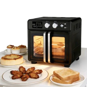 Custom OEM Double Door Stainless Steel Household Air Fryer Oven Electric Hot Air Convection Toaster Oven Easy Clean