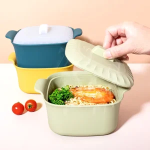 Custom Silicone Food Steamer With Handle Lid BPA Free Steam Cooker Pot Silicone Pot for Microwave Food Steamer Bowl