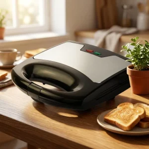 Customizable 2 Slice Sandwich Maker JD20507S Space Saving Upright Storage Small Home Appliance