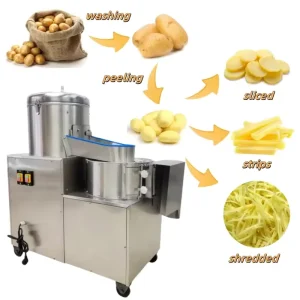 Customizable Size Electric Vegetable Peeler Washer Cassava Potato Chips Sticks Cutting Machine Automatic Vegetable Slicer Cutter