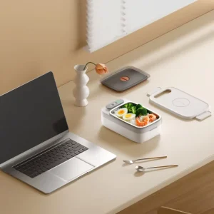 Customized 1L Rechargeable Portable Electric Lunch Box Wireless Heating USB Battery Adjustable Temperature Car Office Use