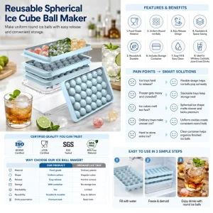 Customized Logo Round Ice Cube Tray for Home Use Food Grade Ice Cream Makers