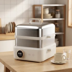 Customized Single layer Household Electric Steamer & Hot Pot with Transparent Cover Stainless Steel 1800W 10L+ Capacity