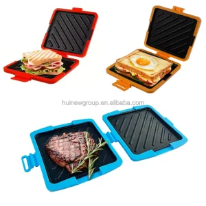 Customized Square Carbon Steel Rapid Cooker Microwavable Double Sided Microwave Grill Sandwich Maker