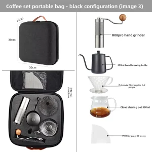 Cute Style Cross border Outdoor Portable Pour Over Coffee Maker Set with Coffee Grinder and Accessories Camping Coffee Gift Box